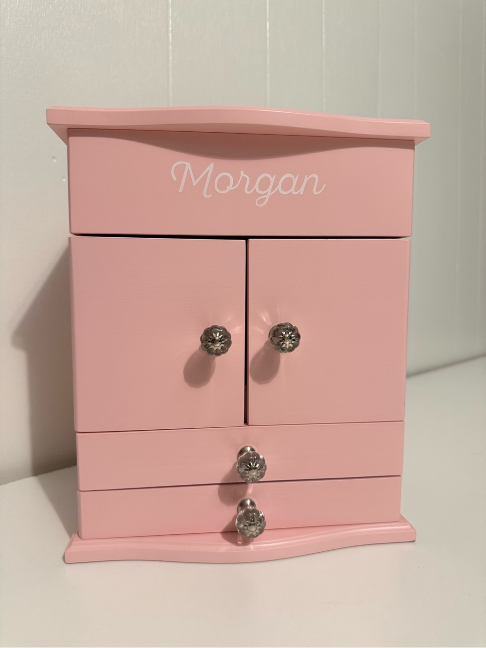 Pottery Barn Kids Pink Jewelry Armoire with Crystal Knobs